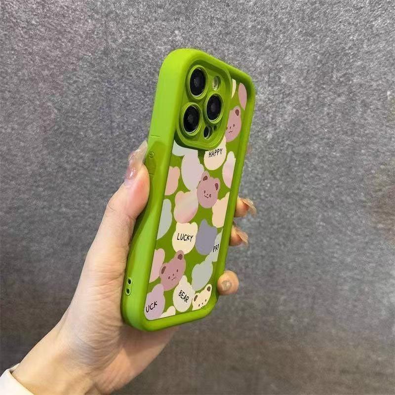 Чехол-медведь с полным покрытием и утолщением для iPhone 13/14/15 Pro / 16 Pro Max / 17.