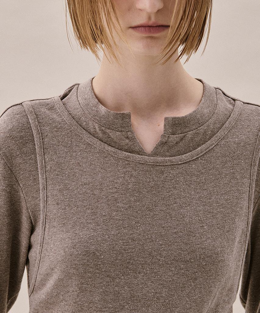 AHWE Layered Jersey Top_Light Brown Melange