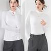 Women Bottoming Tops Half High Collar Long Sleeve Solid Color Slim Fit