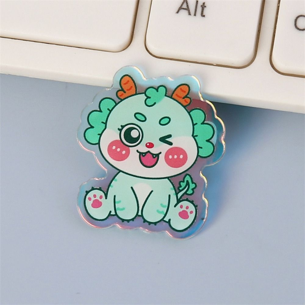 Flying Dragon Cartoon Dragon Brooch Lapel Pin Year Badge Pins Laser Acrylic Brooch  School Bag