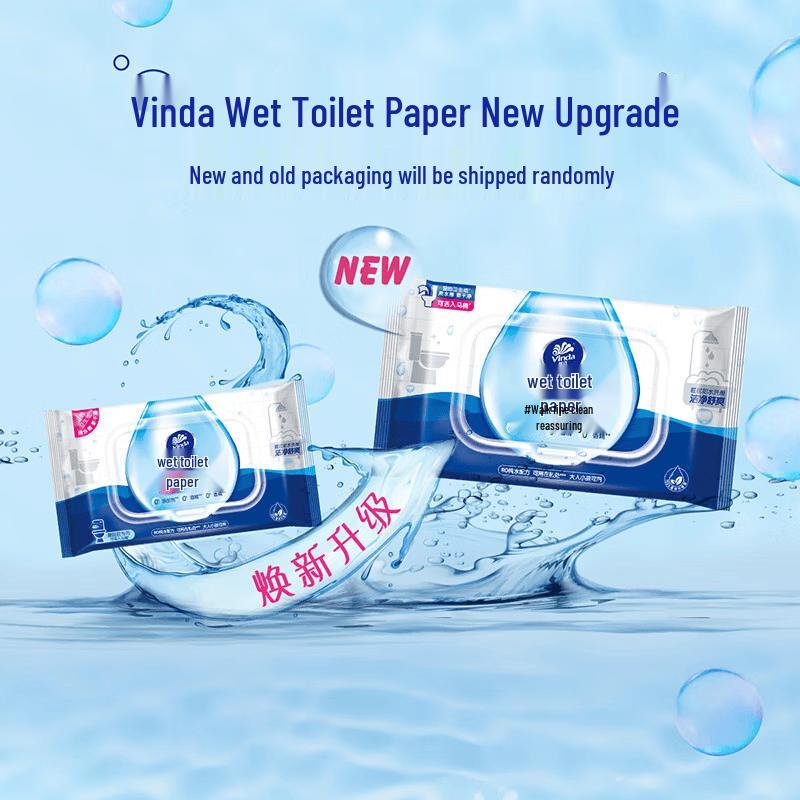 Vinda Unscented Flushable Wet Toilet Paper - 5 Packs (40 Sheets/Pack)