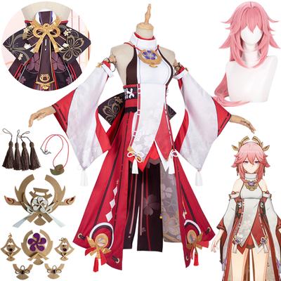 Yae Miko Косплей Костюм Парик Платье Игра Yaemiko Guuji Yae Косплей Хэллоуин Вечерние Костюмы для Женщин