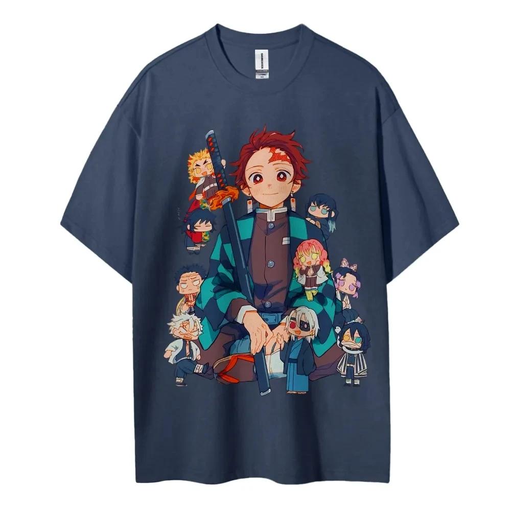Hot Sale Demon Slayer Japanese Hot-blooded Anime Classic Loose Casual Oversized Short-sleeved Comfortable Soft Cotton Summer New Tee Oversized Top