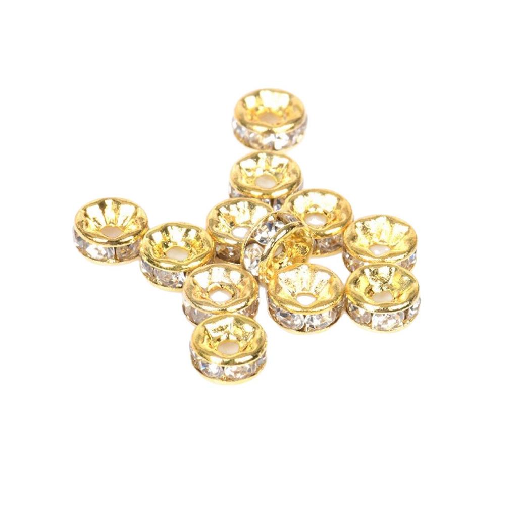 Золотистые бусины-разделители со стразами для DIY украшений и аксессуаров для ожерелий - Серебристые хрустальные кольца-разделители