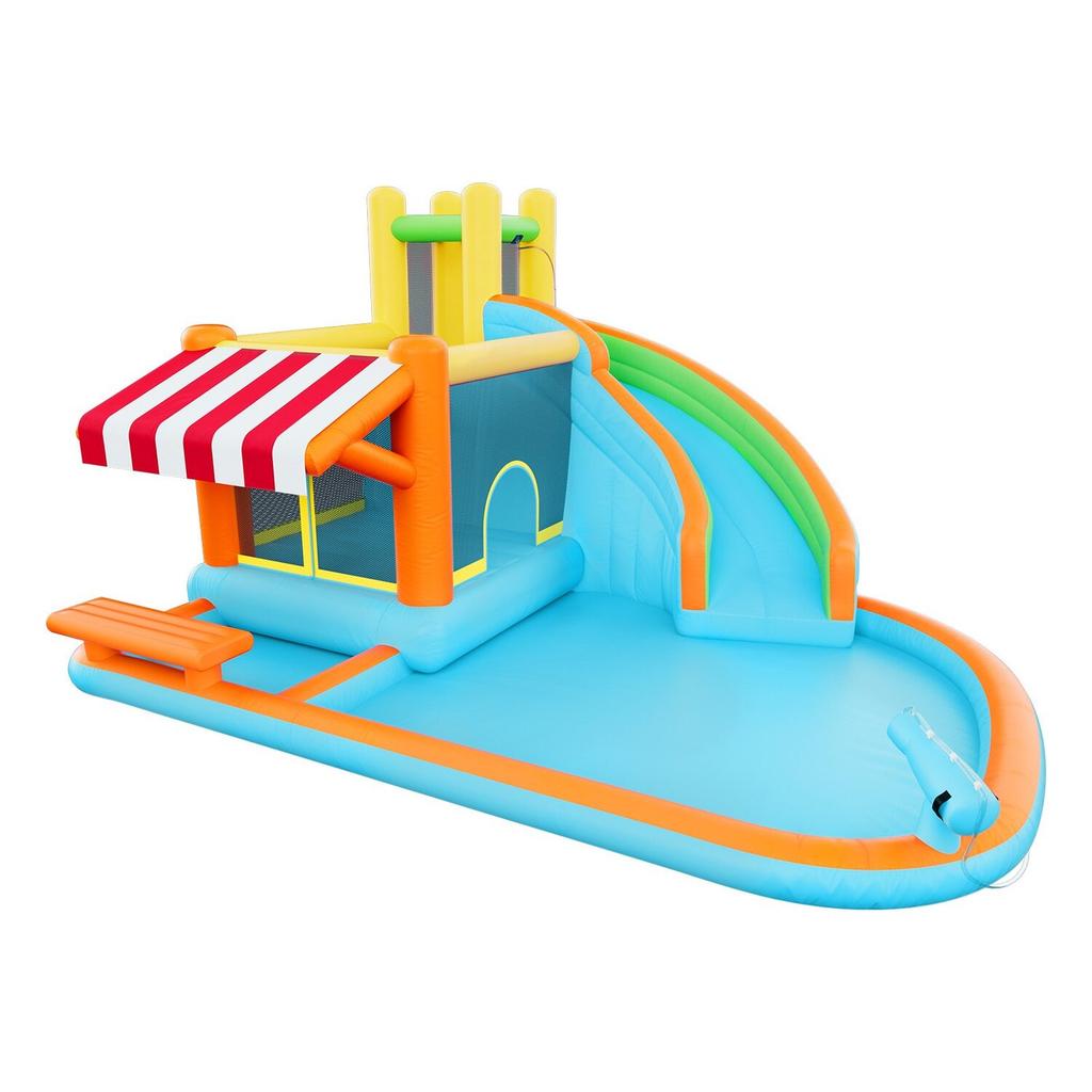 Inflatable Bounce House, 14.9 x 12.8 x 7.8 ft Inflatable Bounce House Water Slide, Bouncer Castle with Castle Bounces, Tall Slide, Splash Pool &