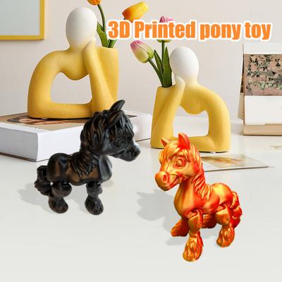 Фигурка лошади, напечатанная на 3D-принтере, с подвижными суставами, статуэтка пони, игрушка-антистресс, развивающая модель животного, настольное украшение