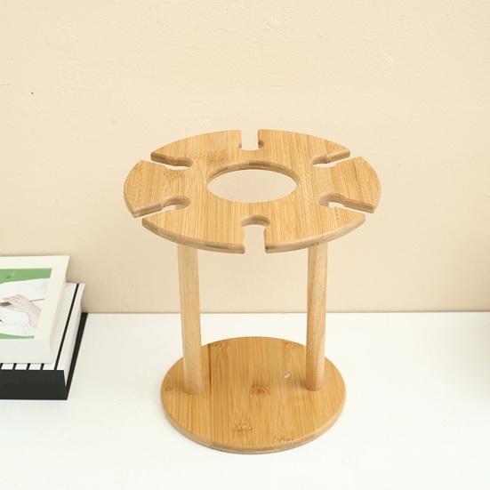 Bamboo Wine And Glass Storage Rack Red Wine Display Rack with Glass Holder Small Countertop Wine Holder for 1 Bottle And 6 Glasses