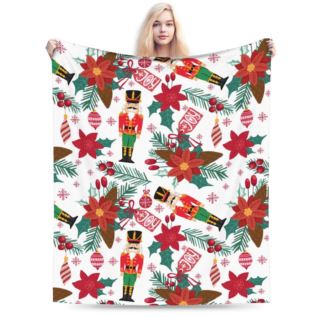 Рождественские Щелкунчики Одеяла Бархатные Рождественские Куклы Щелкунчики Удобные Мягкие Пледы для Постельного Белья Плюшевое Тонкое Одеяло