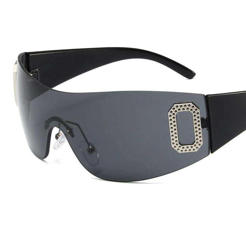 Солнцезащитные очки Y2K без оправы в стиле панк, монолитные, женские, очки-гогглы, новые, роскошные брендовые солнцезащитные очки, женские, пятизвездочные, облегающие