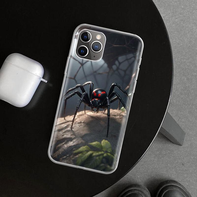 Чехол для телефона с изображением паука Черная вдова для iPhone 11 12 13 Mini 14 15 Plus 16 Pro Max 17 Air 7 8 + SE Художественный Индивидуальный Fundas