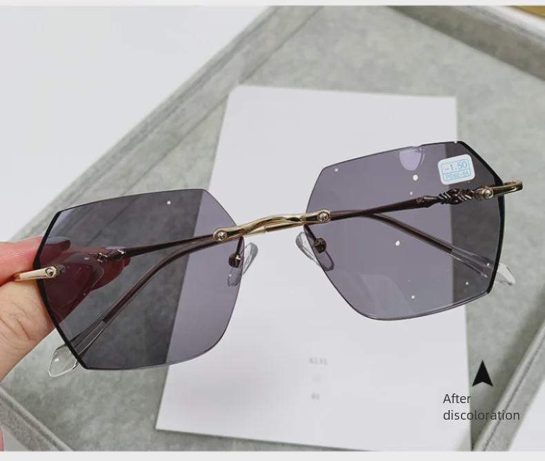 Женские фотохромные очки без оправы с защитой от синего света для близорукости и макияжа