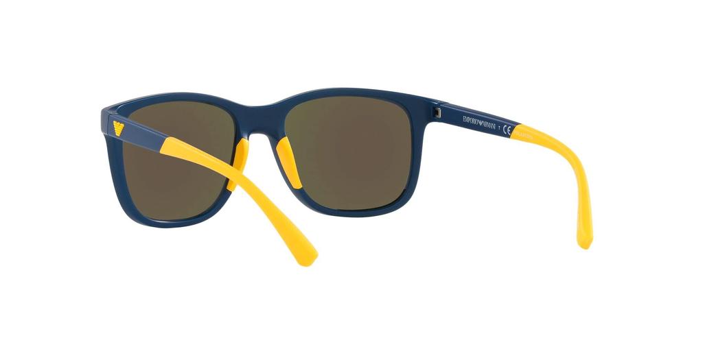 EMPORIO ARMANI Sunglasses EA4184F Matte Blue with Yellow Rubber and Dark Gray Water Mirror Polarized Lenses, Size 49