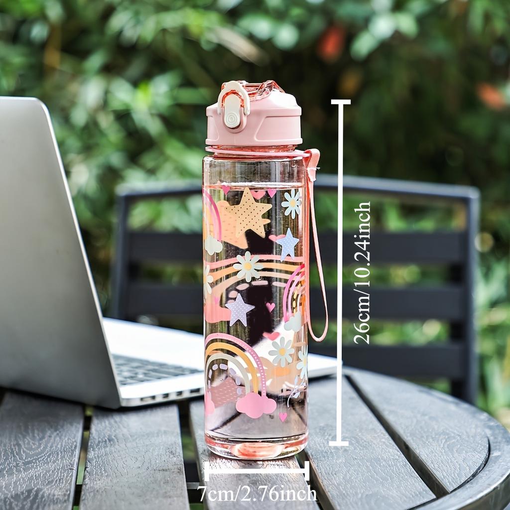 1 шт. мультяшная чашка с соломинкой высокой ценности, милая студенческая чашка для воды, портативная для кемпинга на открытом воздухе и пикников, большой вместимости