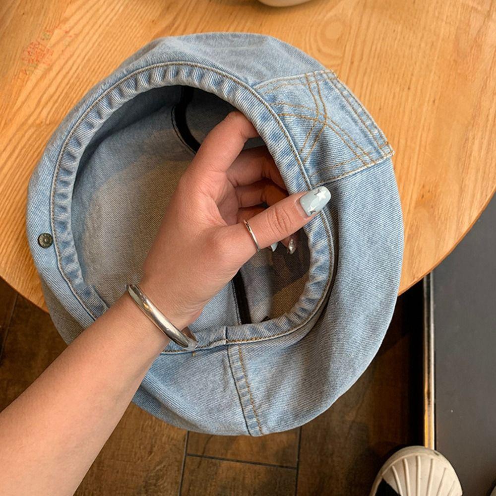 Теплый джинсовый берет, восьмиугольная шляпа в корейском стиле, повседневная шляпа художника, дорожная шляпа