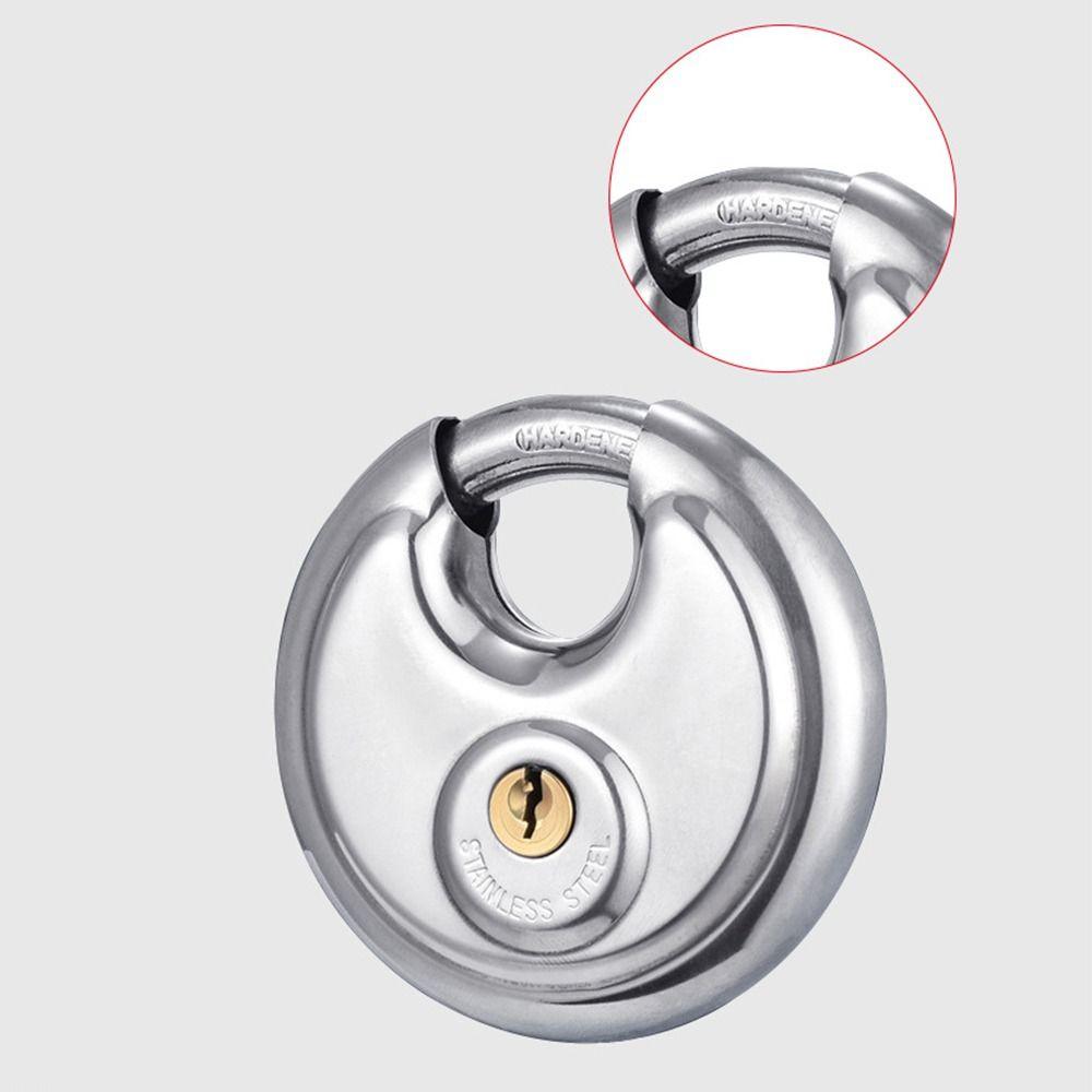 Stainless Steel Round Disc Lock with 2 Keys Security Lock Disc Locking Padlock  Outdoor Use