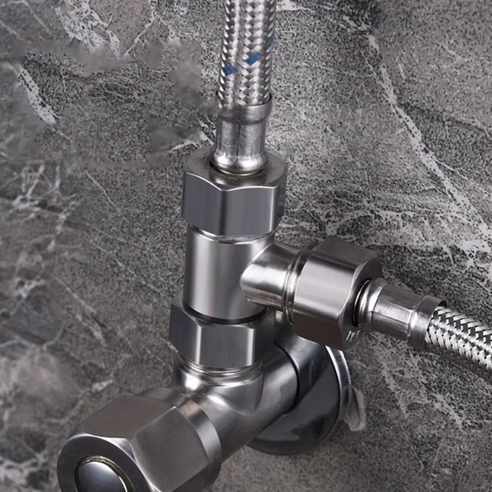 Water Splitter T Adapter Stainless Steel Shower Valve Durable 3 Ways Valve Water Pipe