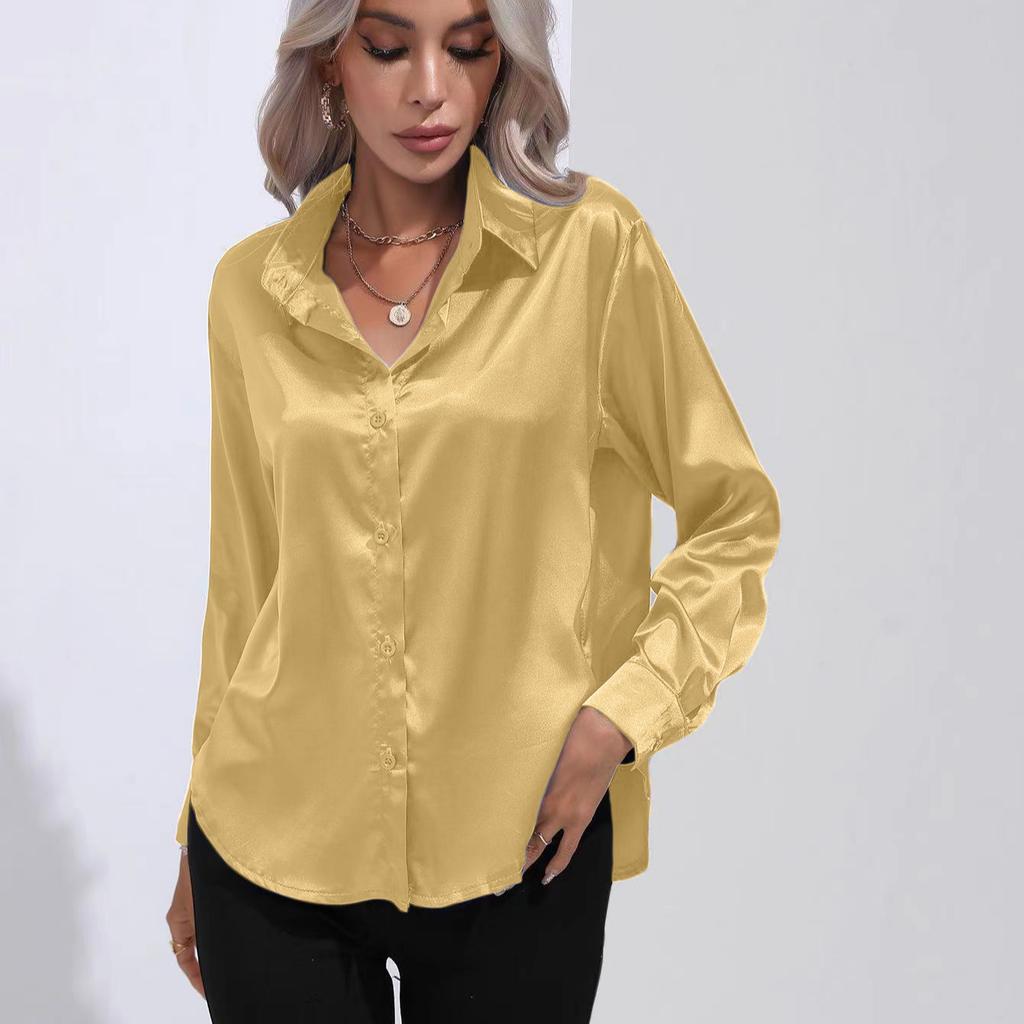 Женская простая блузка, весенний новый кардиган с V-образным вырезом, свободная рубашка с длинным рукавом и пуговицами