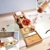 Bathtub Caddy Tray Bamboo Spa Bathtub Caddy Organizer Book Wine Tablet Holder Reading Rack Nonslip