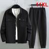 Мужские комплекты в полоску, большие размеры 10XL 11XL, рубашки-карго, брюки, мужские костюмы на весну и осень, модные повседневные комплекты с куртками, большие размеры