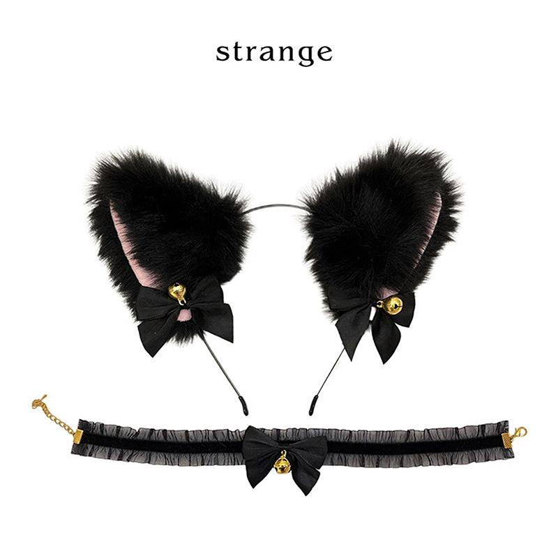 Cute Tail Anal Plug Bow-Knot Soft Cat Ears Headbands Collar Cosplay Couples Accessories Sex Toys For Female Male