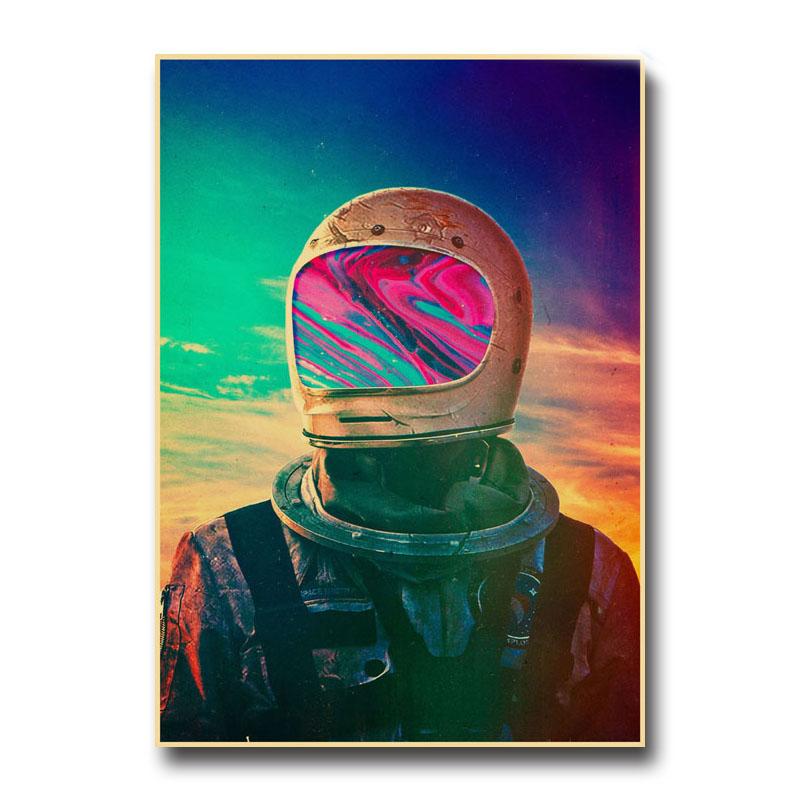 Vintage Astronaut Space Dreaming Poster Fantasy Flower NIght Wall Art Home Decoration Kawaii Room Decor Quality Canvas Posters