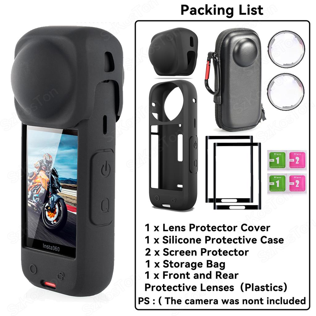 For Insta360 X5 X4 Soft Silicone Lens Protective Cover Panorama Camera Lens Cap Screen Protector For Insta 360 X4 X5 Accessories