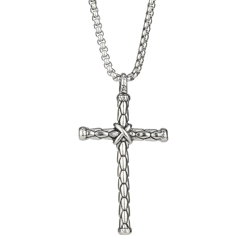 Lucky Magic Cross Cool Men Titanium Steel Necklace Hip Hop Punk Personality Street Tide Nightclub Accessories