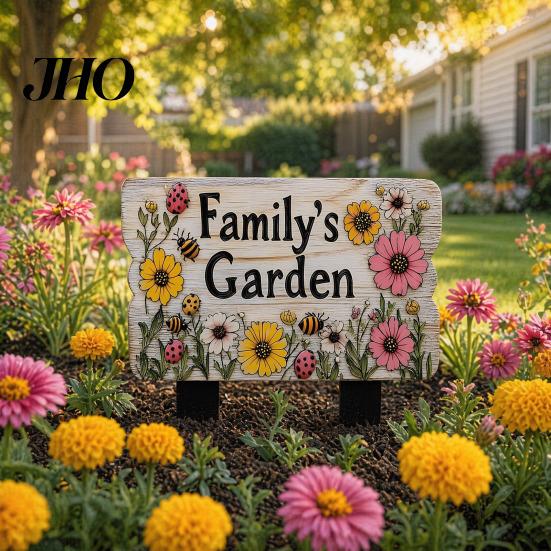 3D Effect Garden Sign Floral with Stake, Farmhouse Sign, Colorful Flowers Yard Outdoor Decoration Art Rustic Welcome for Home Pathway Planter