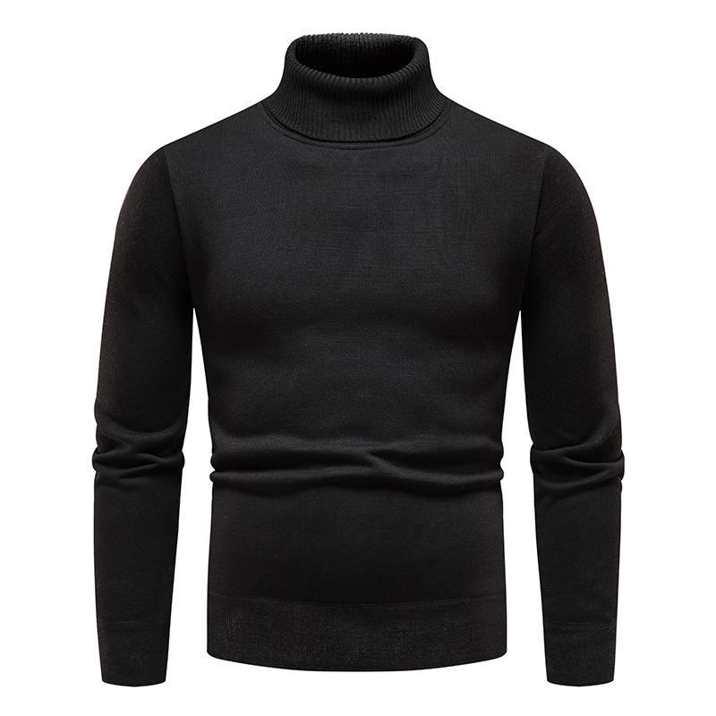 Men's Thick Knitted High-Neck Fleece Pullover Sweater - Autumn & Winter Casual Style