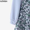VONDA Женские летние платья из двух частей с длинным рукавом и цветочным принтом