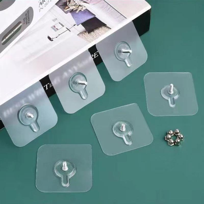 10Pcs White Adhesive Hooks Without Tool Installation Functional Bathroom Kitchen Organizers for Small Space Livings