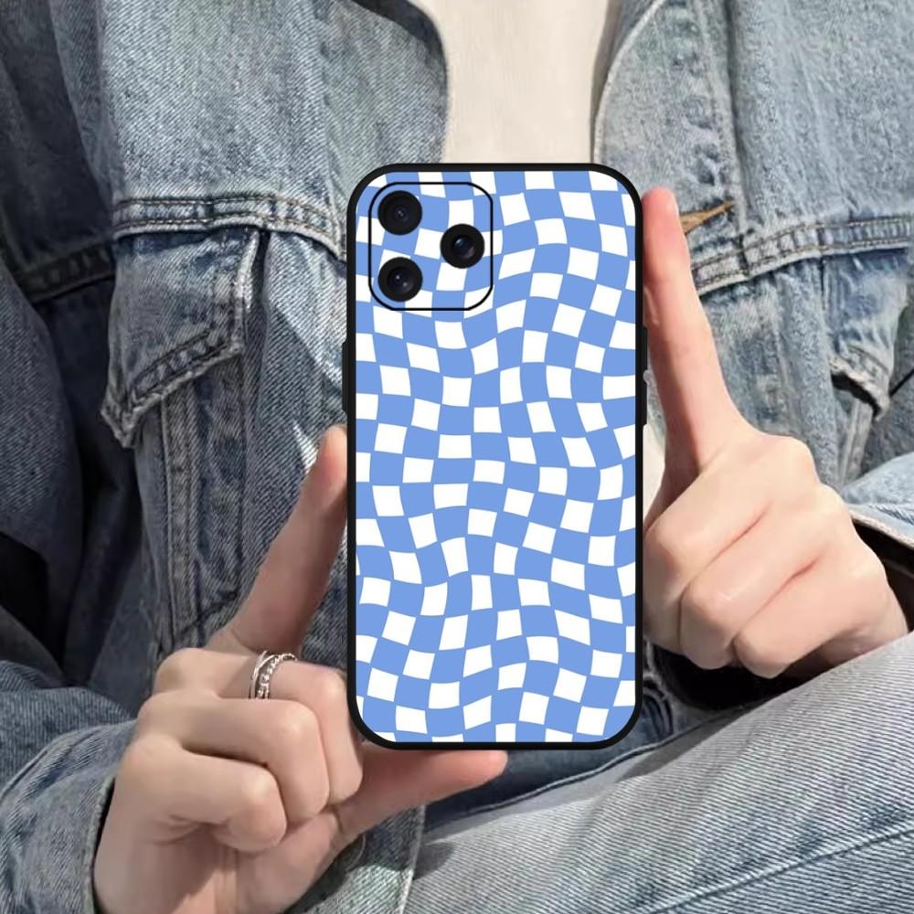 Crazy Checkered Phone Case For Samsung S20 S21 S22 S23 S24 Note 20 4G 5G Plus Ultra Black Soft Shell
