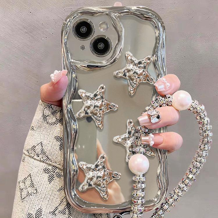 Applicable To Apple 15 Mobile Phone Case IPhone 14pro Three-dimensional Starfish Chain 13/12mini Silver Plating Xs Silicone