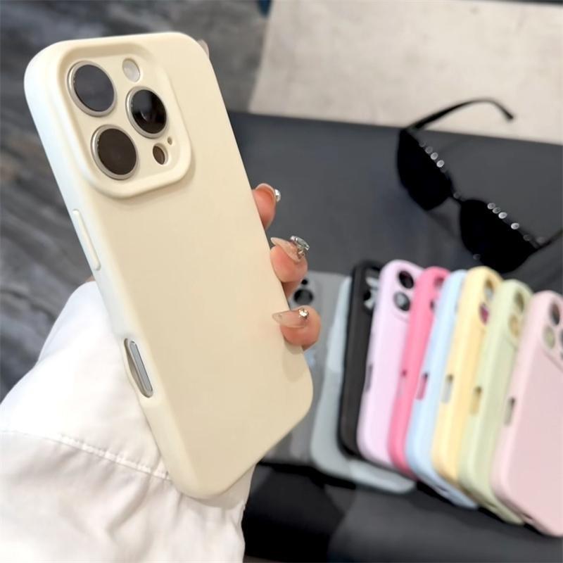 Роскошный Матовый Мягкий Силиконовый TPU Чехол для iPhone 16 15 14 Plus 11 Pro Max Простой Однотонный Резиновый Конфетный Цвет Ударопрочный Чехол