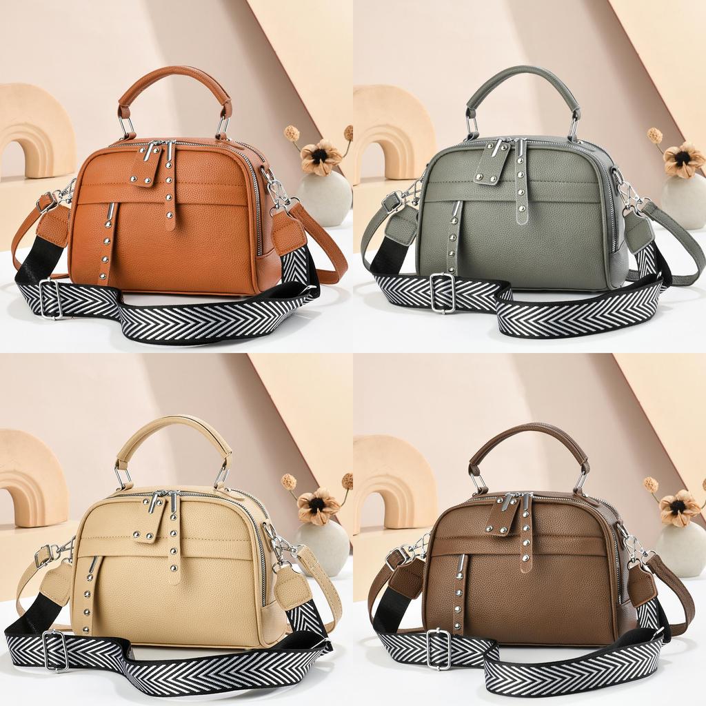 Large Capacity Pu Leather Satchel With Secure Zip Closure And Inner Pockets For Casual Wear