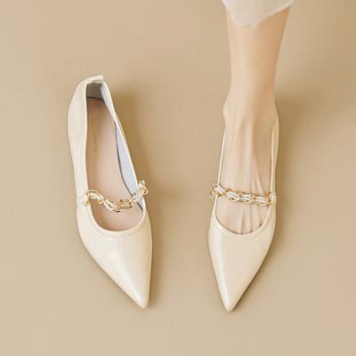 Остроносые одинарные туфли женские с мелким горлом летний темперамент мягкая подошва небольшой аромат Мэри Джейн плоские туфли