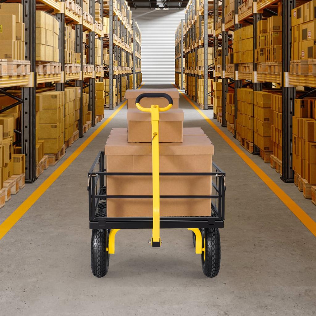 VEVOR Steel Garden Cart, 544 kg Heavy Duty Pullable Garden Wagon Yard Cart