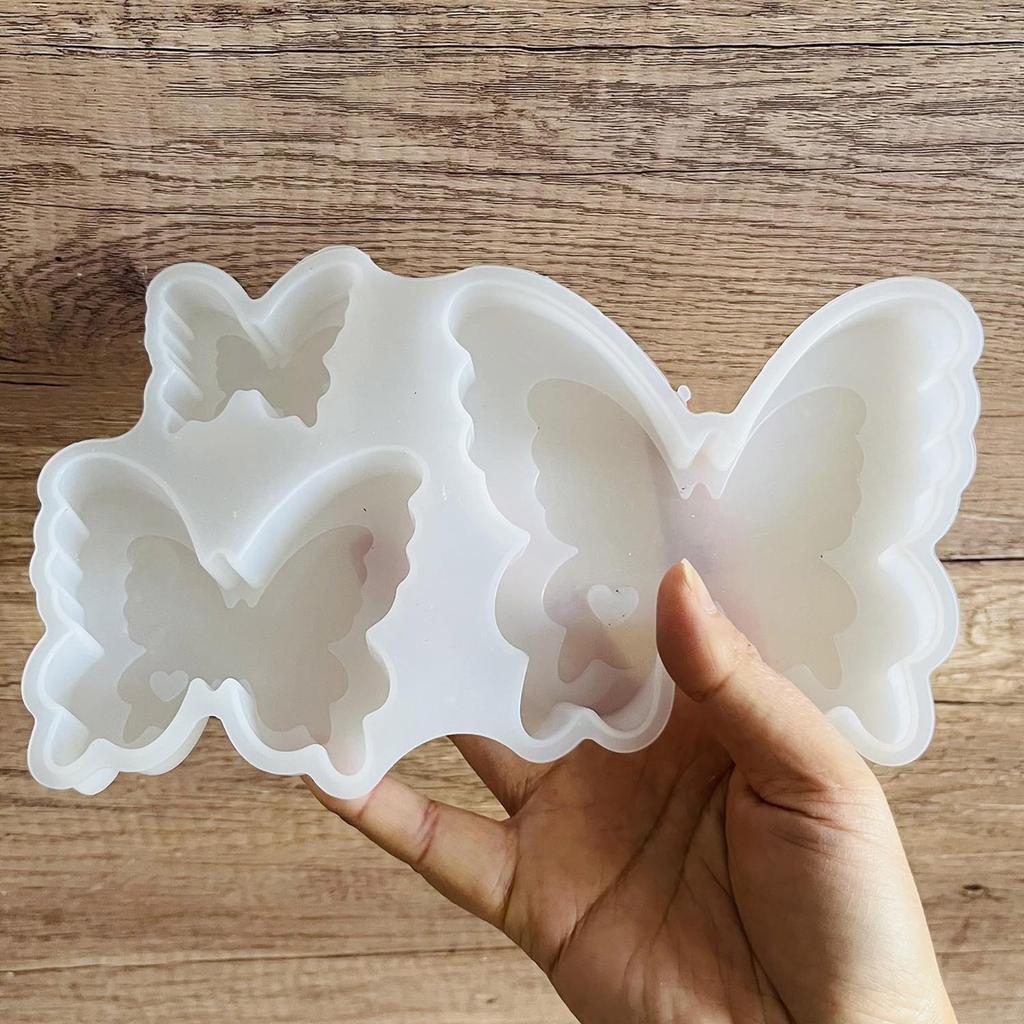 Silicone Mold Set For Creative Crafts Durable And Flexible Butterfly Designs In Three Sizes Ideal For DIY Projects