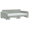 VidaXL Daybed and Trundle Bed and Mattress Light Grey 100x200 Cm Velvet 3196960