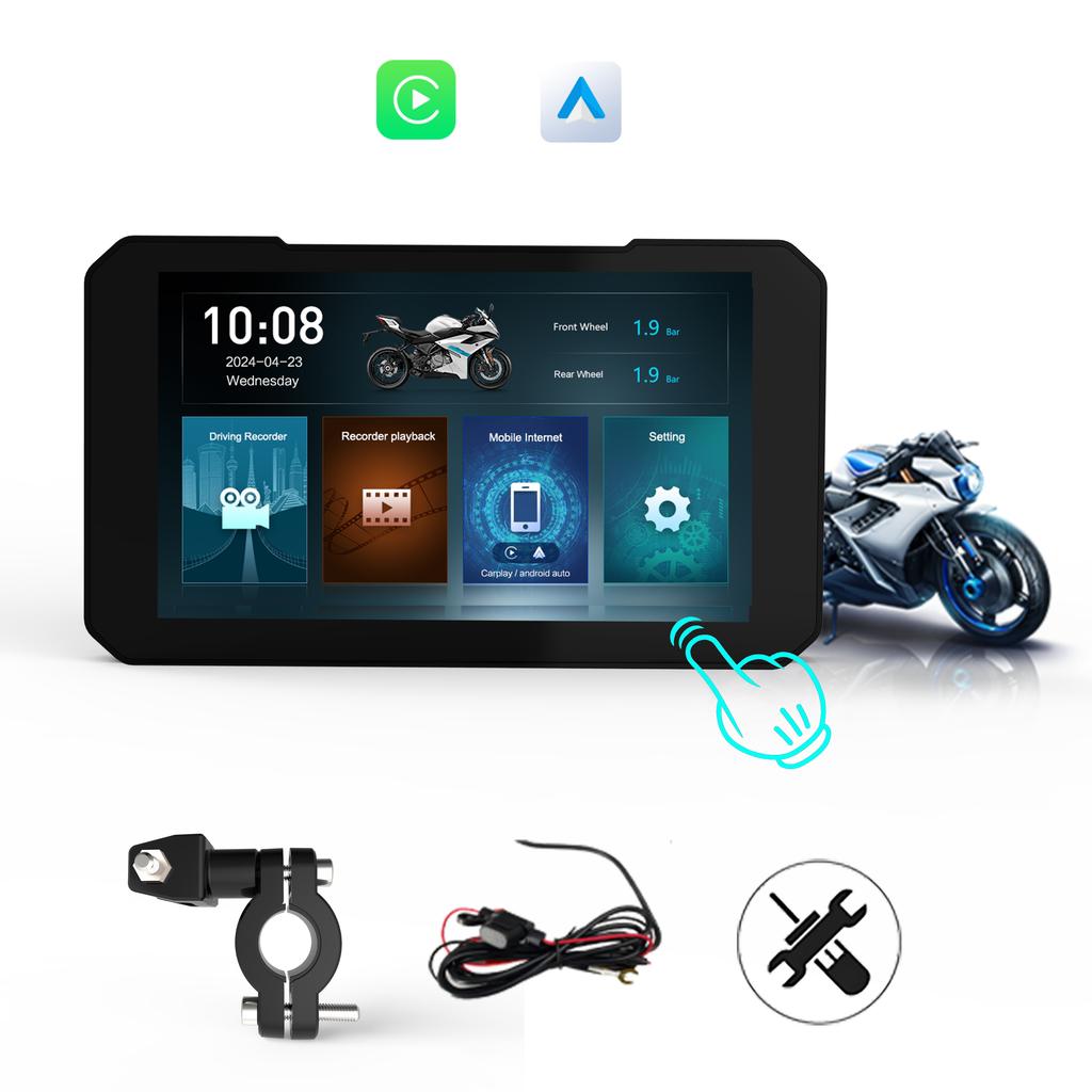 IP67Waterproof Touch Screen GPS Navigator Mirror Link Android Auto 5" Carplay Screen Worldwide Map for Motorcycle