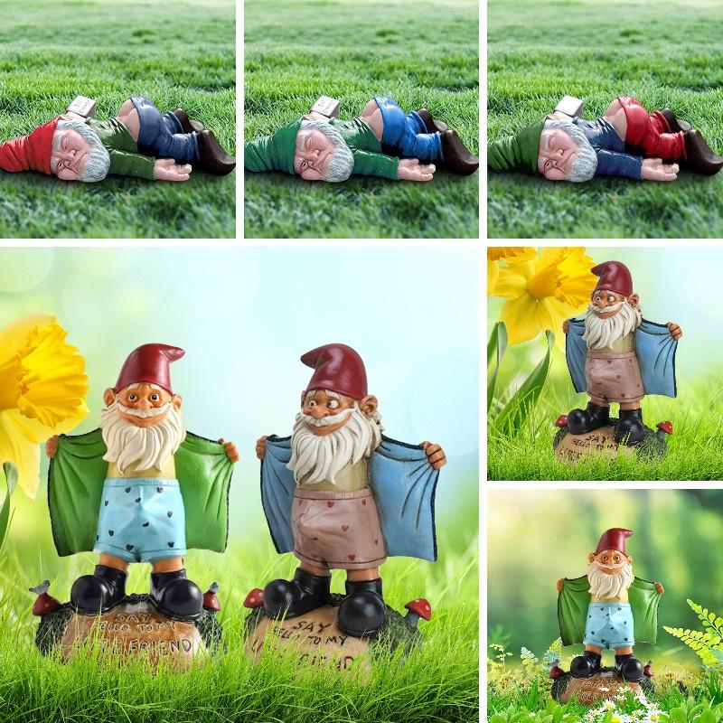 Садовая статуэтка Гном Непослушные украшения Смешной дом Миниатюрная статуэтка Гномы Смола