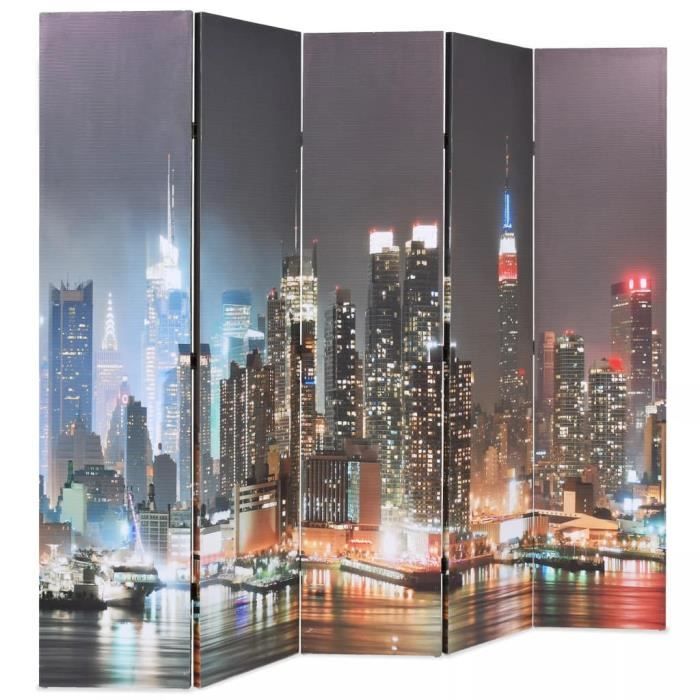 VidaXL Cloison de séparation pliable 200x170 cm New York la nuit