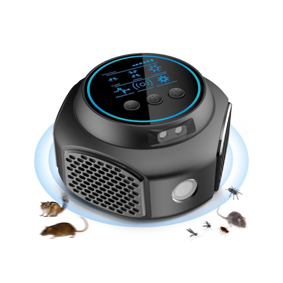 Répulsif à souris d'intérieur intelligent à ultrasons multidimensionnel à fréquence variable (noir)