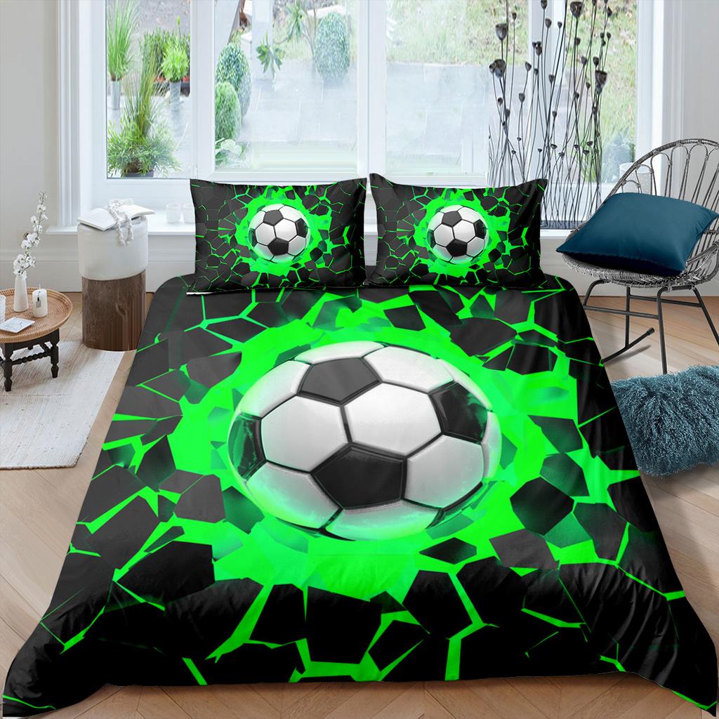 Пододеяльник Постельное белье 3D печать Набор из трех предметов Домашний текстиль Технологичность Спортивный футбол