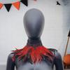 Feather Scarf with Adjustable Black Lace Women Halloween Costume Party Fake Collar Peacock Costume Accessory