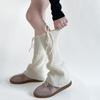 Lace Up Knitted Foot Cover Y2K Women Leg Warmers Pile Socks Bowknot Leg Cover  Student