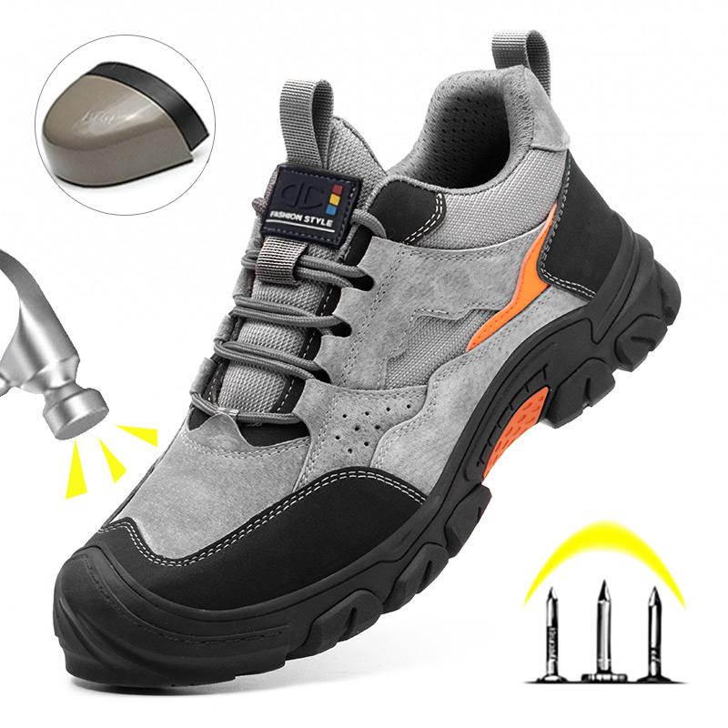 Steel Toe Anti-puncture Work Shoes Men Reinforced Sole Abrasion Resistant Safety Shoes Anti-smash Construction Working Boots