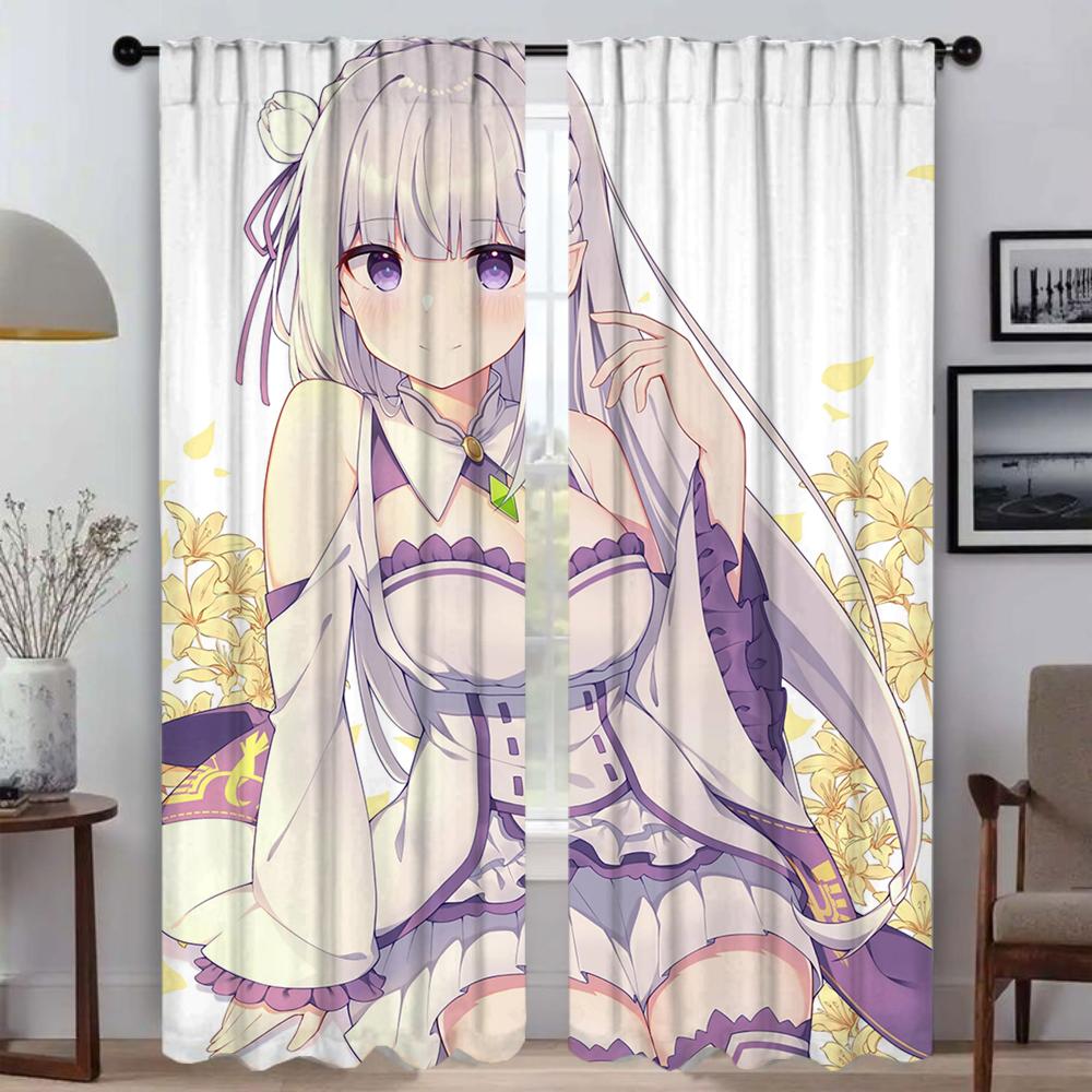 Шторы для спальни Re-zero Shades Оконные шторы для комнаты 2 Панельные перегородки Домашний интерьер Шторы Украшения на Хэллоуин Гостиная