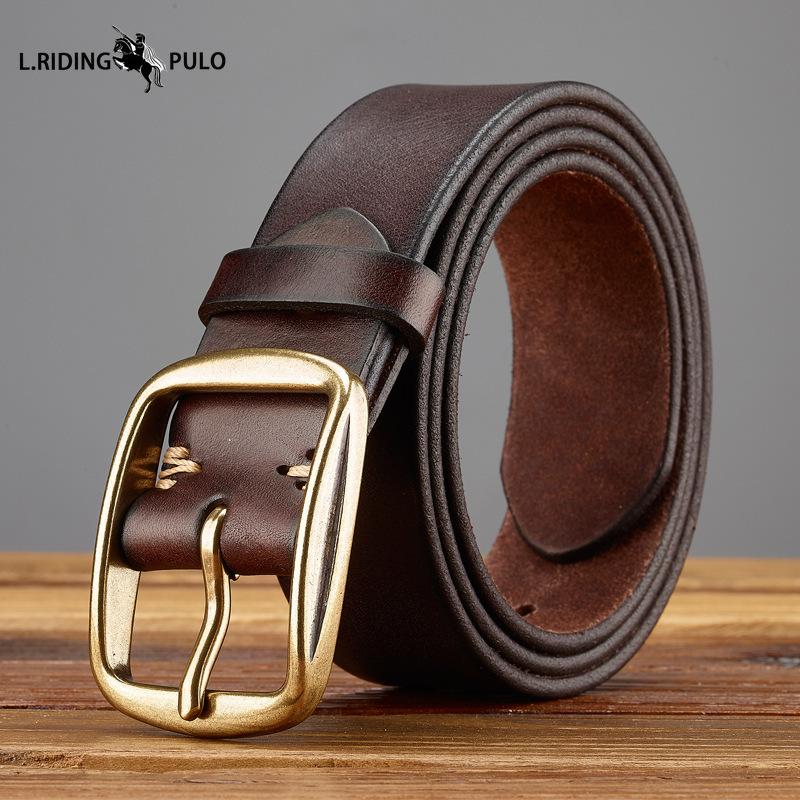 Винтажный ремень из натуральной коровьей кожи Универсальный ремень Повседневный Британский Ремень для среднего возраста и молодых