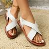Fashion Ladies Shoes 2025 New Open Toe Women's Sandals Fashion Plus Size Slip On Shoes Summer Solid Casual Flat Sandals Women Zapatos